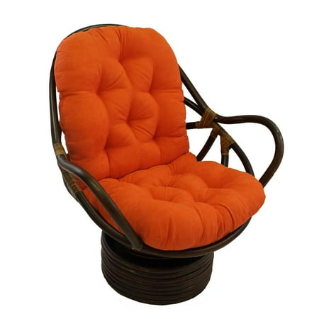 Rattan Swivel Rocker with Micro Suede Cushion -Tangerine Dream