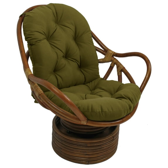International Caravan Rattan Swivel Rocker with Outdoor Fabric Cushion, Avocado