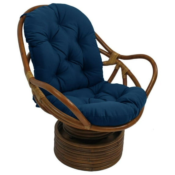 International Caravan Rattan Swivel Rocker with Outdoor Fabric Cushion, Azul