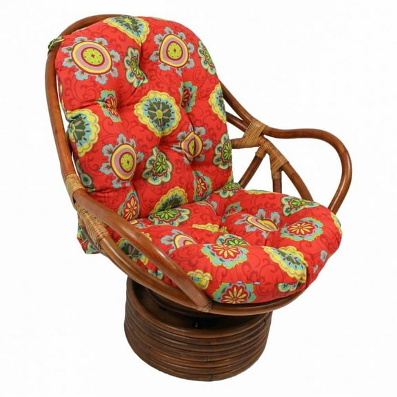 International Caravan Rattan Swivel Rocker with Outdoor Fabric Cushion, Farrington Terrace Granadine