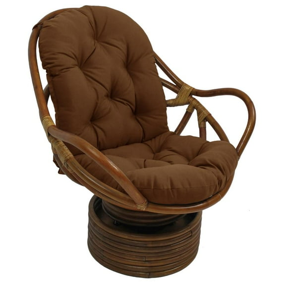 International Caravan Rattan Swivel Rocker with Outdoor Fabric Cushion, Mocha