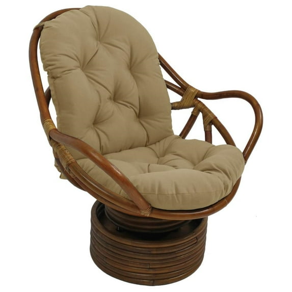 International Caravan Rattan Swivel Rocker with Outdoor Fabric Cushion, Sandstone