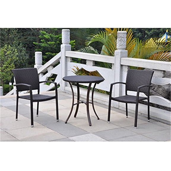 International Caravan 3 Piece Patio Bistro Set in Chocolate