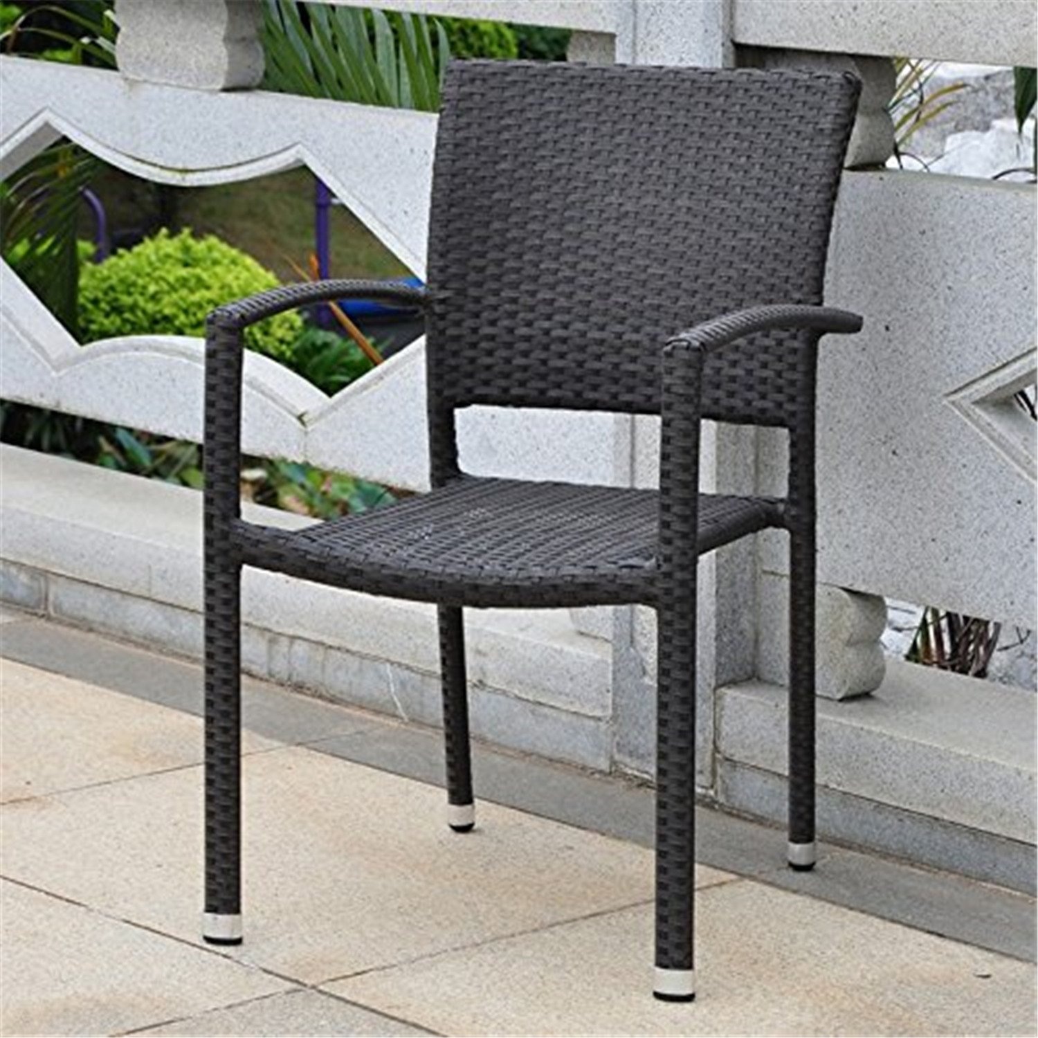 International Caravan Resin Wicker Square Back Dining Chair-Color:Black,Number of Items:Single - image 1 of 3