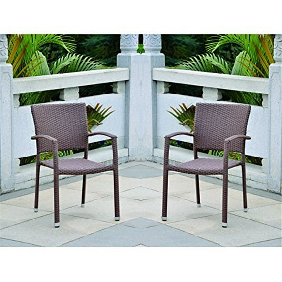 International Caravan Resin Wicker Square Back Dining Chair-Color:Light Brown,Number of Items:Set Of 6