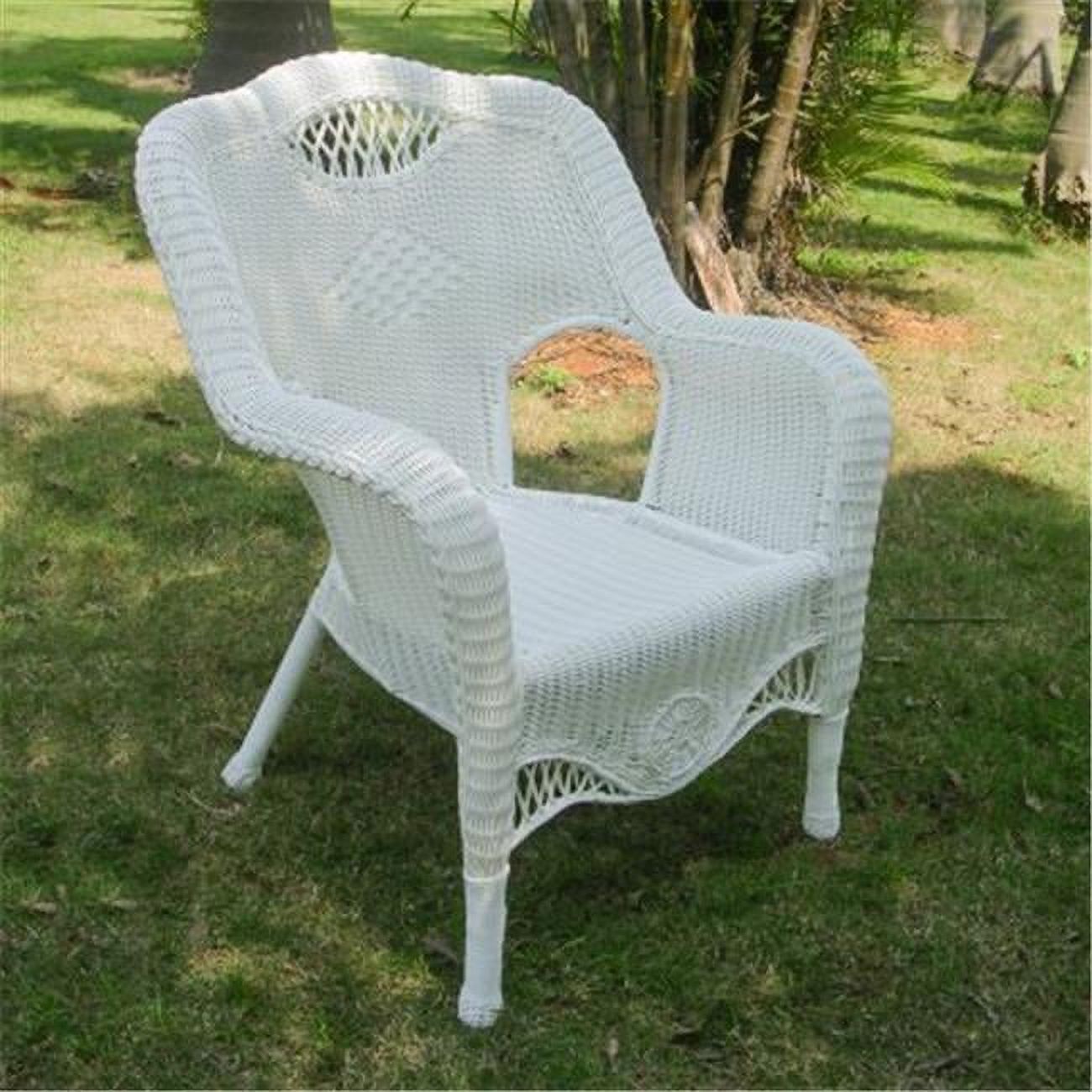 International Caravan  Riviera Resin Wicker & Aluminum Outdoor Dining Chair, White - image 1 of 2