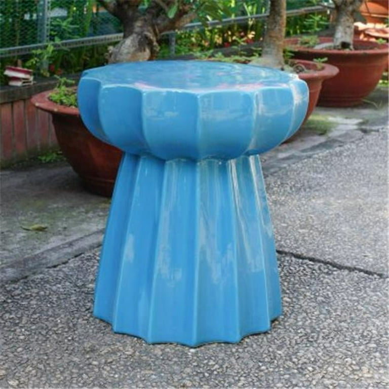 International Caravan Round Scalloped Ceramic Garden Stool International Caravan Round Scalloped Ceramic Garden Stool