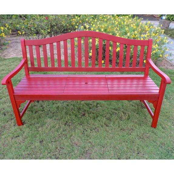 International Caravan Royal Fiji Adjustable Outdoor Patio Bench in Barn Red