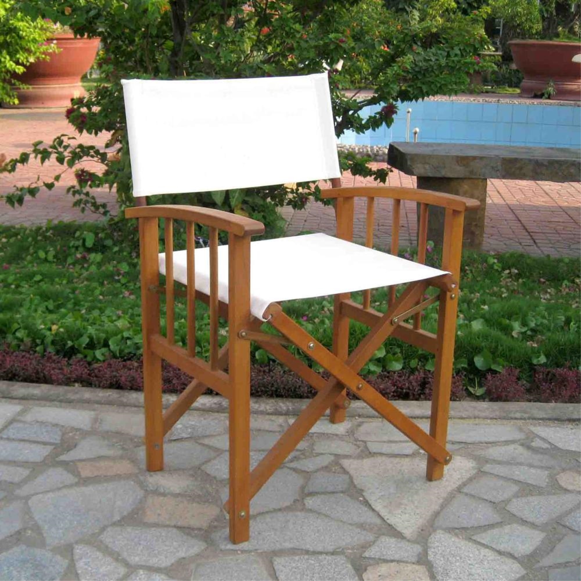 Fiji Royal 33.5'' Acacia Hardwood Folding Chair in Ivory