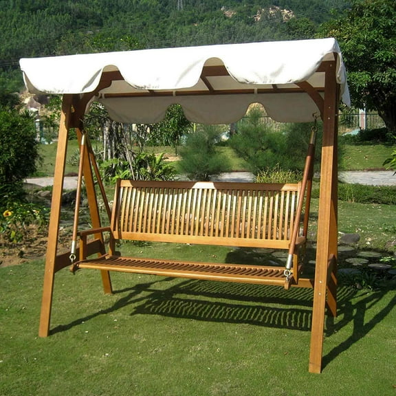 International Caravan Royal Tahiti 3 Seater Swing with A-Frame and Canopy