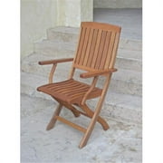 International Caravan Royal Tahiti Folding Arm Chairs-Color:Brown Stain,Material:Balau Wood,Number of Items:Set Of 2