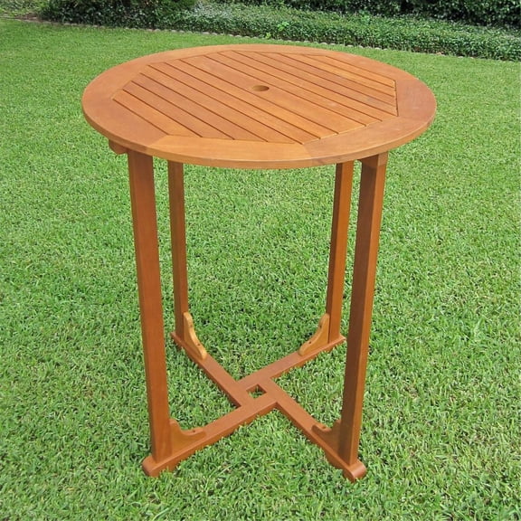 Royal Tahiti Outdoor Wood Bar Height Round Table