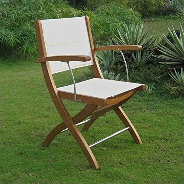 International Caravan Royal Tahiti Ivory Textilene Folding Armchair International Caravan Royal Tahiti Ivory Textilene Folding Armchair