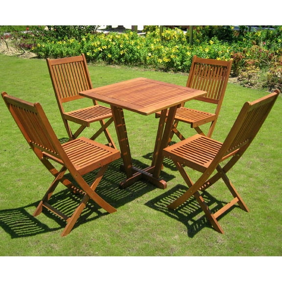 Royal Tahiti Milan 5 Piece Square Patio Bistro Set in Stain