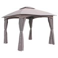 thumbnail image 1 of International Caravan ST. Kitts 10-Foot Steel Dome-top Gazebo with Curtains, Grey, 1 of 5
