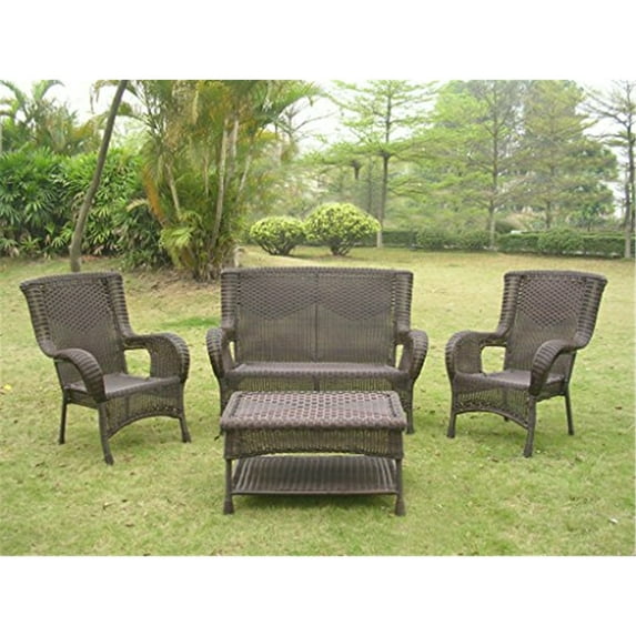International Caravan San Tropez Outdoor Seating Group-Color:Antique Pecan