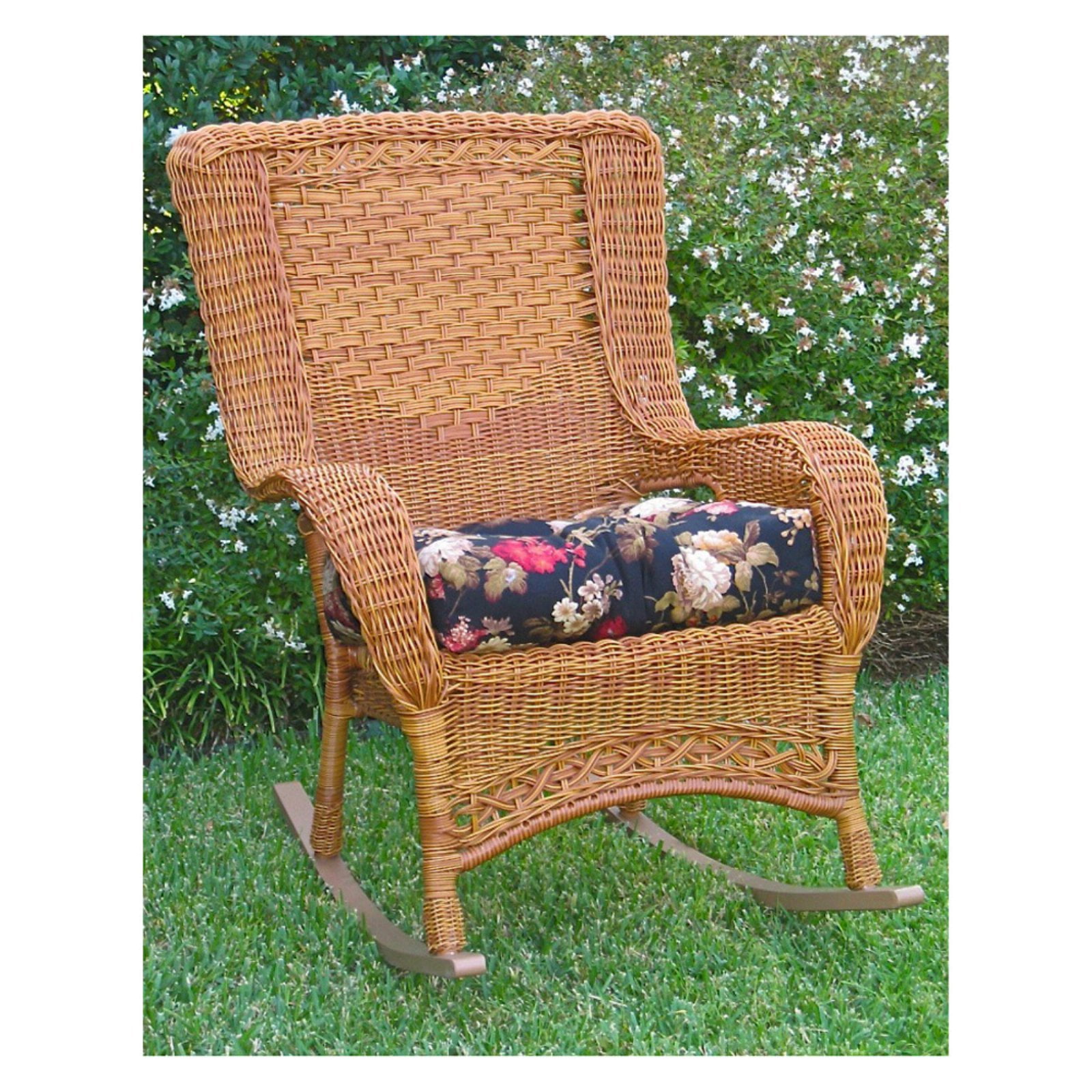 San Tropez White Resin Wicker High Back Patio Rocker with Aluminum Frame