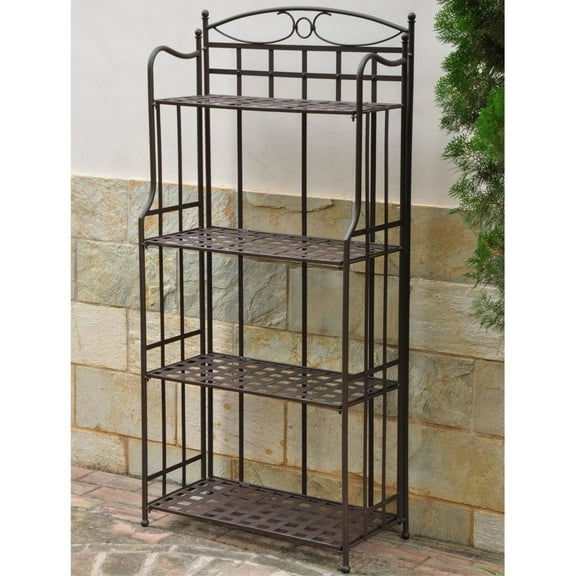 International Caravan Santa Fe 4 Tier Iron Bakers Rack in Matte Brown