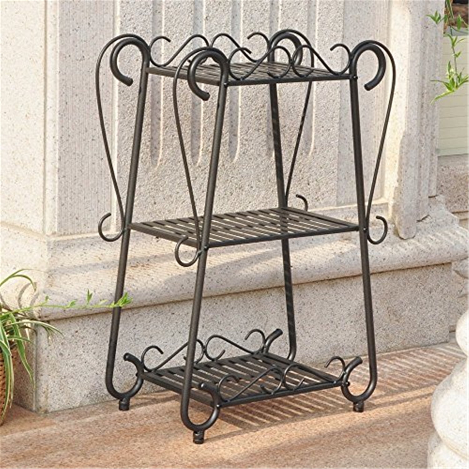 International Caravan Santa Fe Iron Nailhead 3-Tier Plant/Utility Shelf International Caravan Santa Fe Iron Nailhead 3-Tier Plant/Utility Shelf