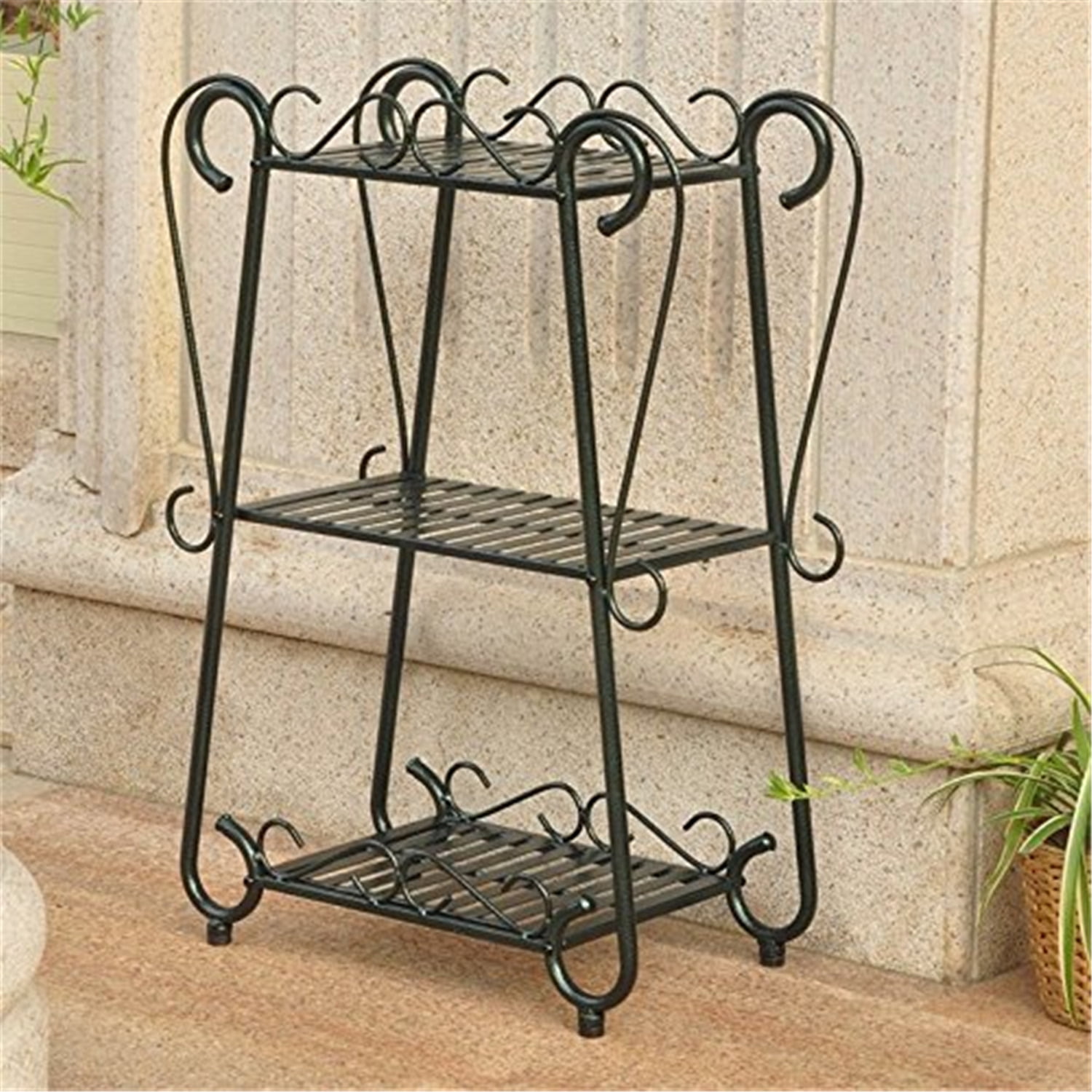 International Caravan Santa Fe Iron Nailhead 3-Tier Plant/Utility Shelf International Caravan Santa Fe Iron Nailhead 3-Tier Plant/Utility Shelf