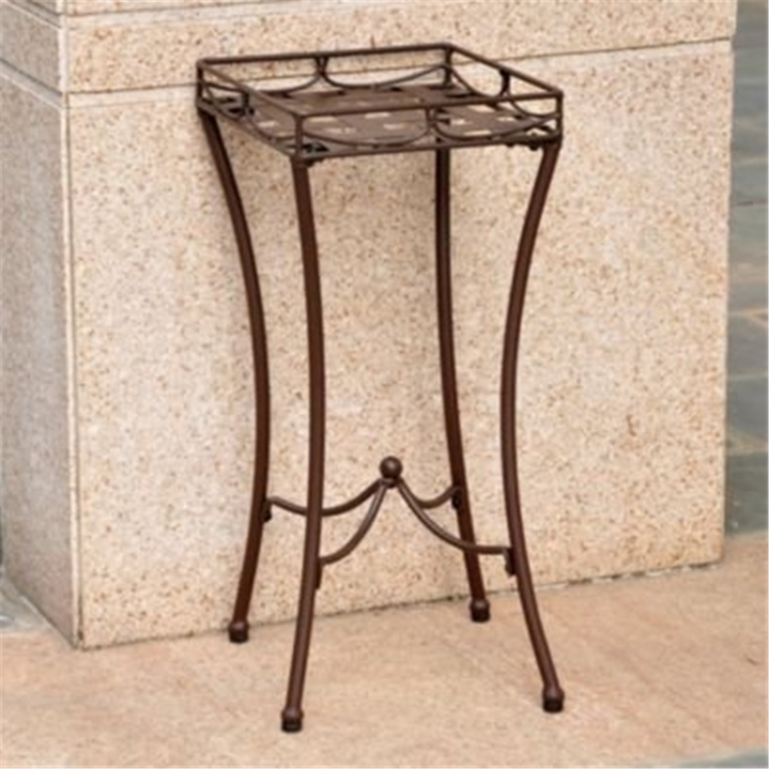 International Caravan Santa Fe Iron Nailhead Square Plant Stand