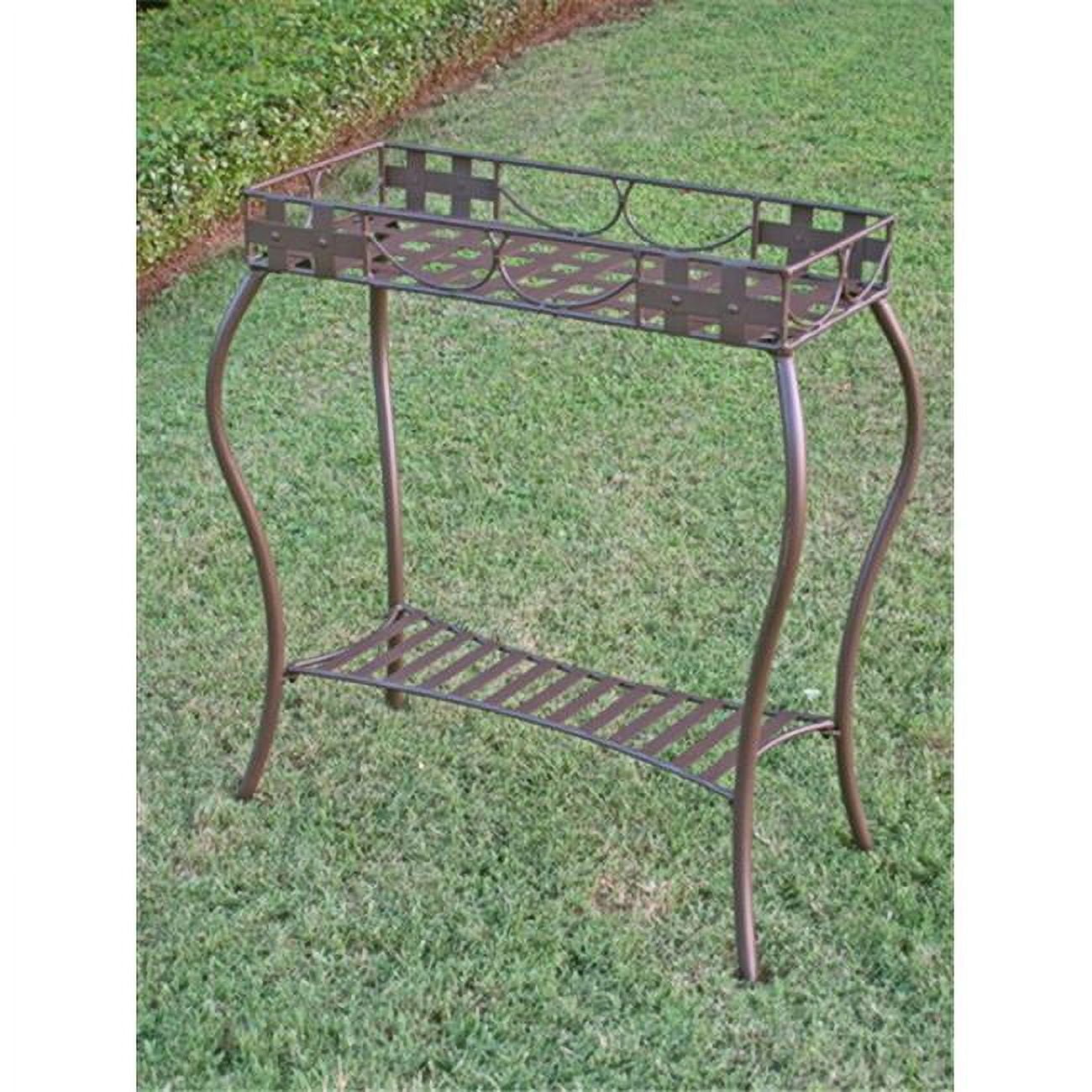 International Caravan Santa Fe Iron Potting Bench in Matte Brown