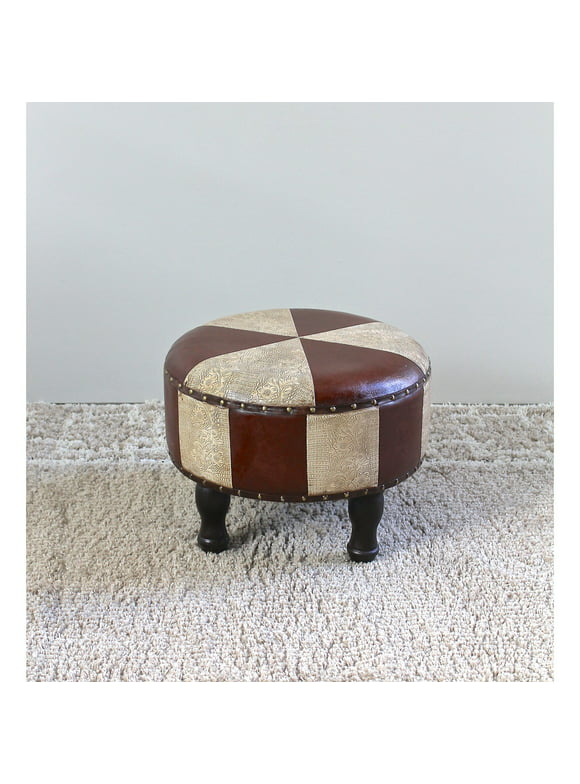 International Caravan Seville 20 in. Round Faux Leather Stool