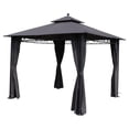 thumbnail image 1 of International Caravan St. Kitts 10-foot Aluminum/ Polyester Double-vented and Drapes Square Gazebo, Grey, 1 of 2