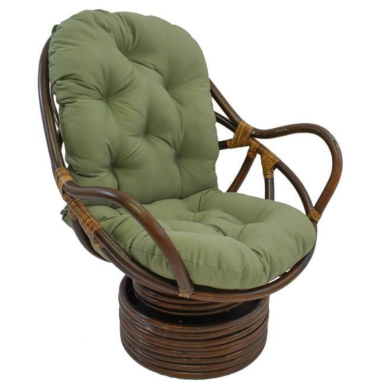 Walnut Rattan Swivel Rocker with Brown Twill Cushion