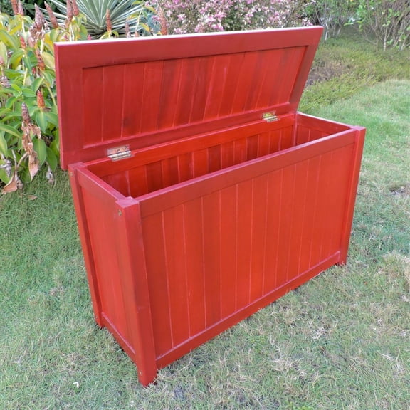 International Caravan TT-CB-007-AC-BRD Royal Fiji Acacia Rectangular Storage Trunk, Barn Red