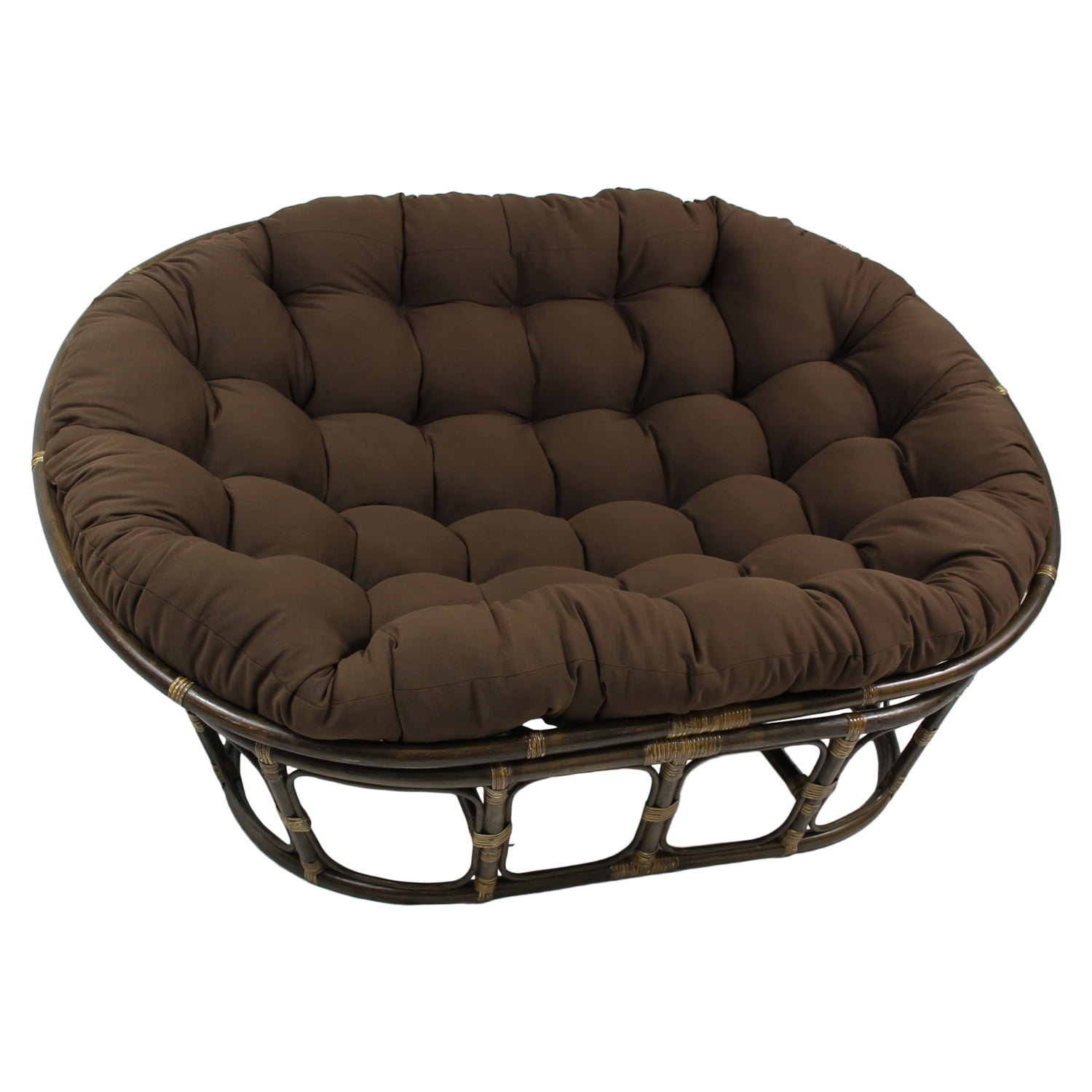 Chocolate Handcrafted Rattan Double Papasan Chair with Cushion