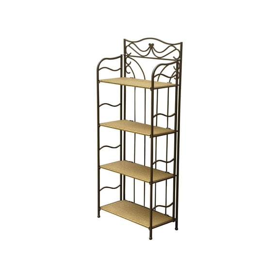 International Caravan Valencia Resin Wicker & Steel 24 Inch Wide Plant Stand in Honey