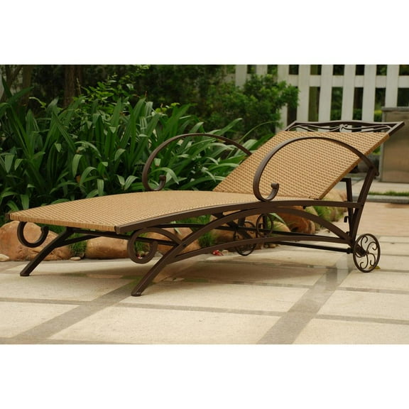 International Caravan Valencia Patio Chaise Lounge in Honey Pecan