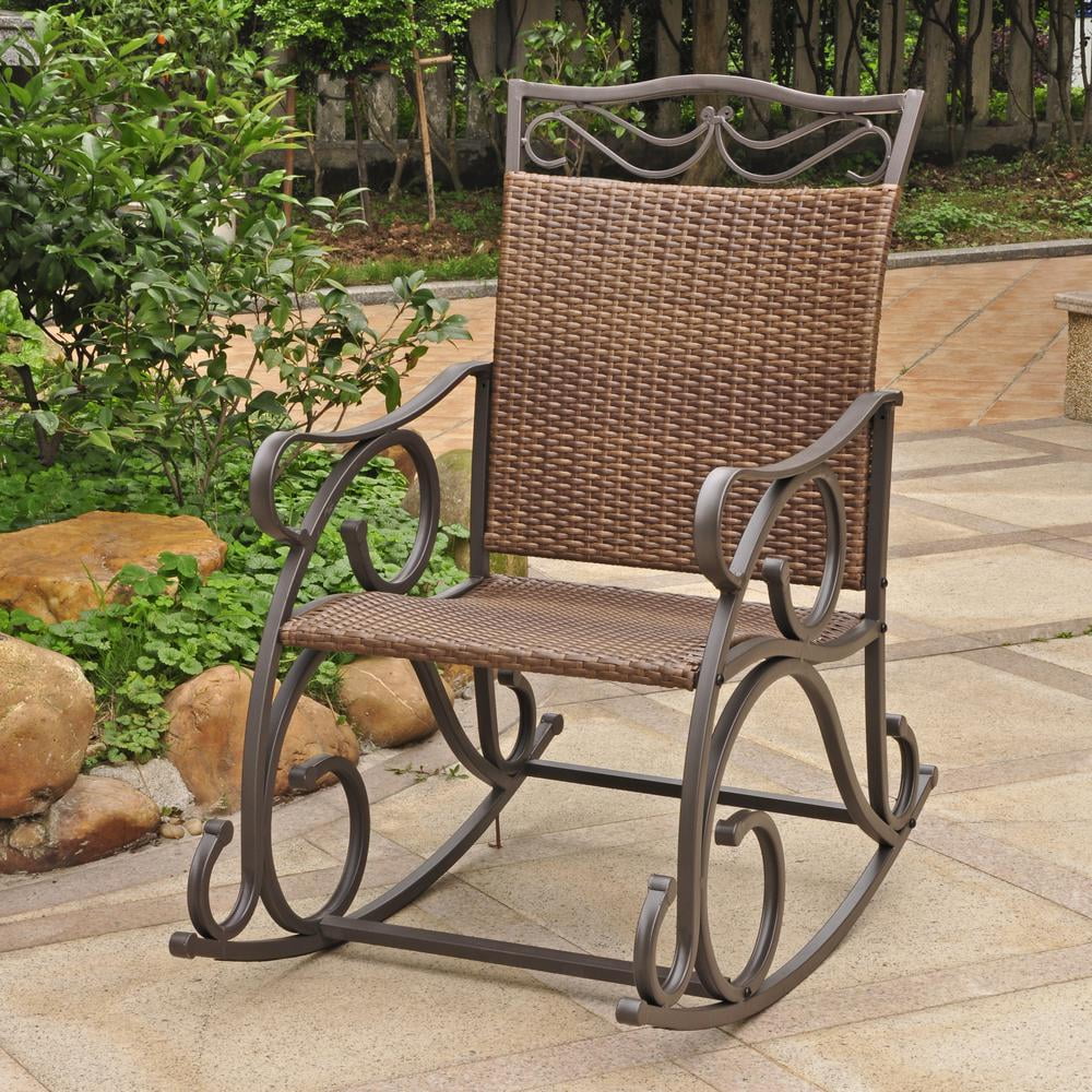 Cabin Rocker International Caravan Valencia Resin Patio Rocker in Antique Brown ...