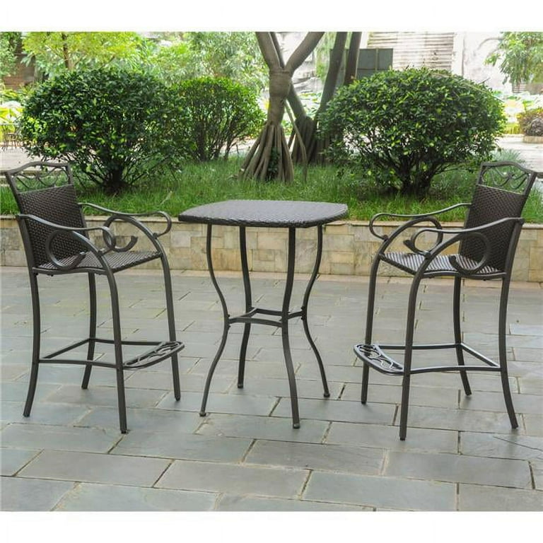 International Caravan Valencia Resin Wicker/Steel Bar Height Table International Caravan Valencia Resin Wicker/Steel Bar Height Table