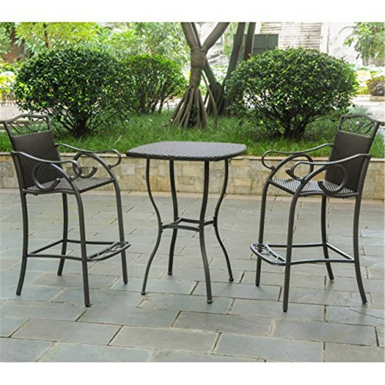 International Caravan Valencia Resin Wicker/Steel Bar Height Table International Caravan Valencia Resin Wicker/Steel Bar Height Table