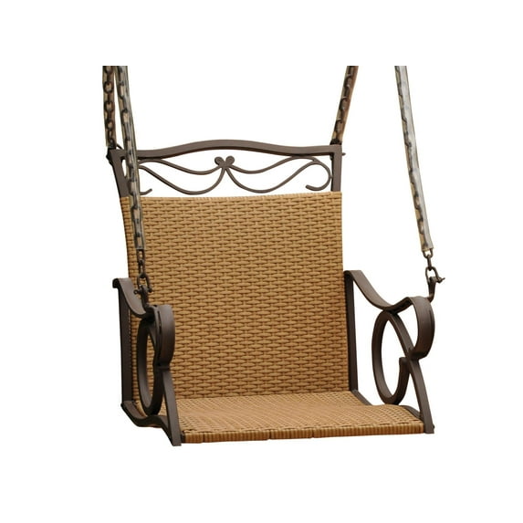 International Caravan Valencia Resin Wicker/Steel Chair Swing-Color:Honey