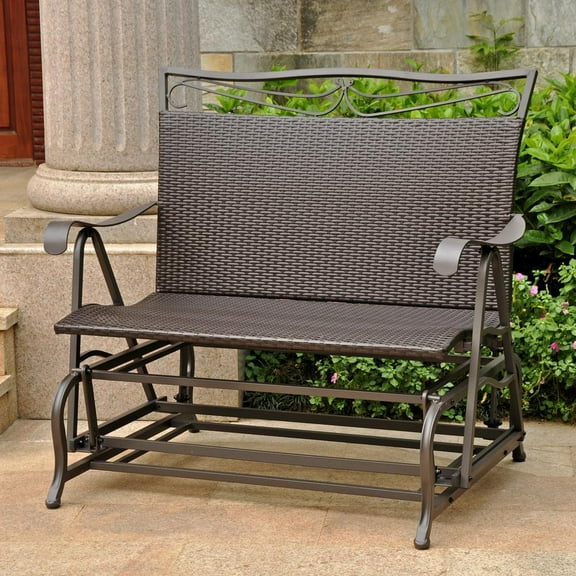 International Caravan Valencia Resin Wicker/Steel Double Glider
