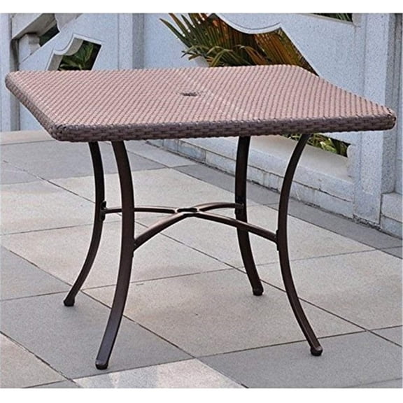 International Caravan Wicker Resin/Aluminum Square Patio Dining Table (Antique Brown)