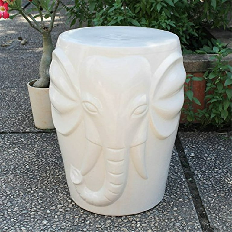 International Caravan Wild Elephant Drum Ceramic Garden Stool International Caravan Wild Elephant Drum Ceramic Garden Stool