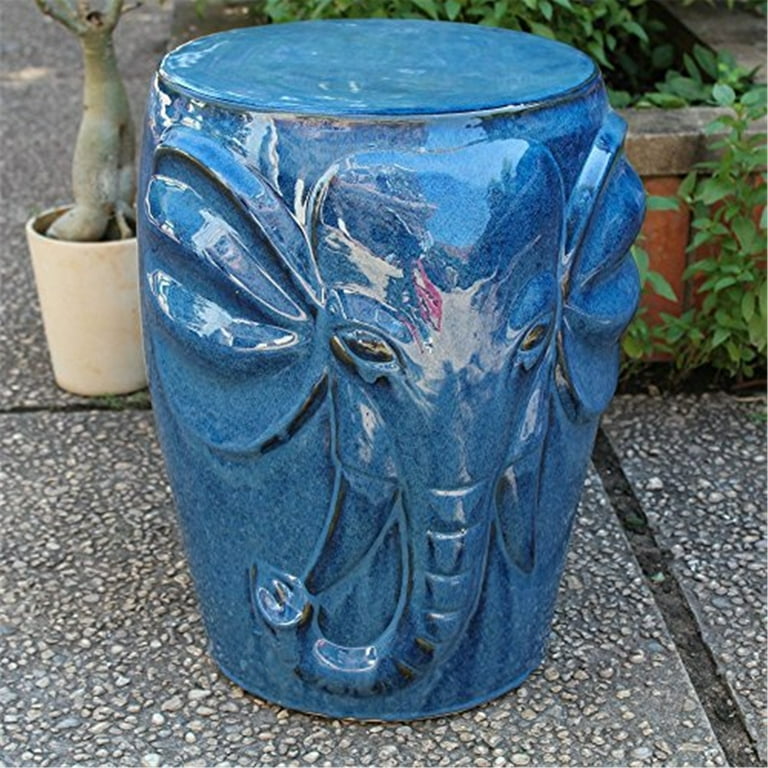 International Caravan Wild Elephant Drum Ceramic Garden Stool International Caravan Wild Elephant Drum Ceramic Garden Stool