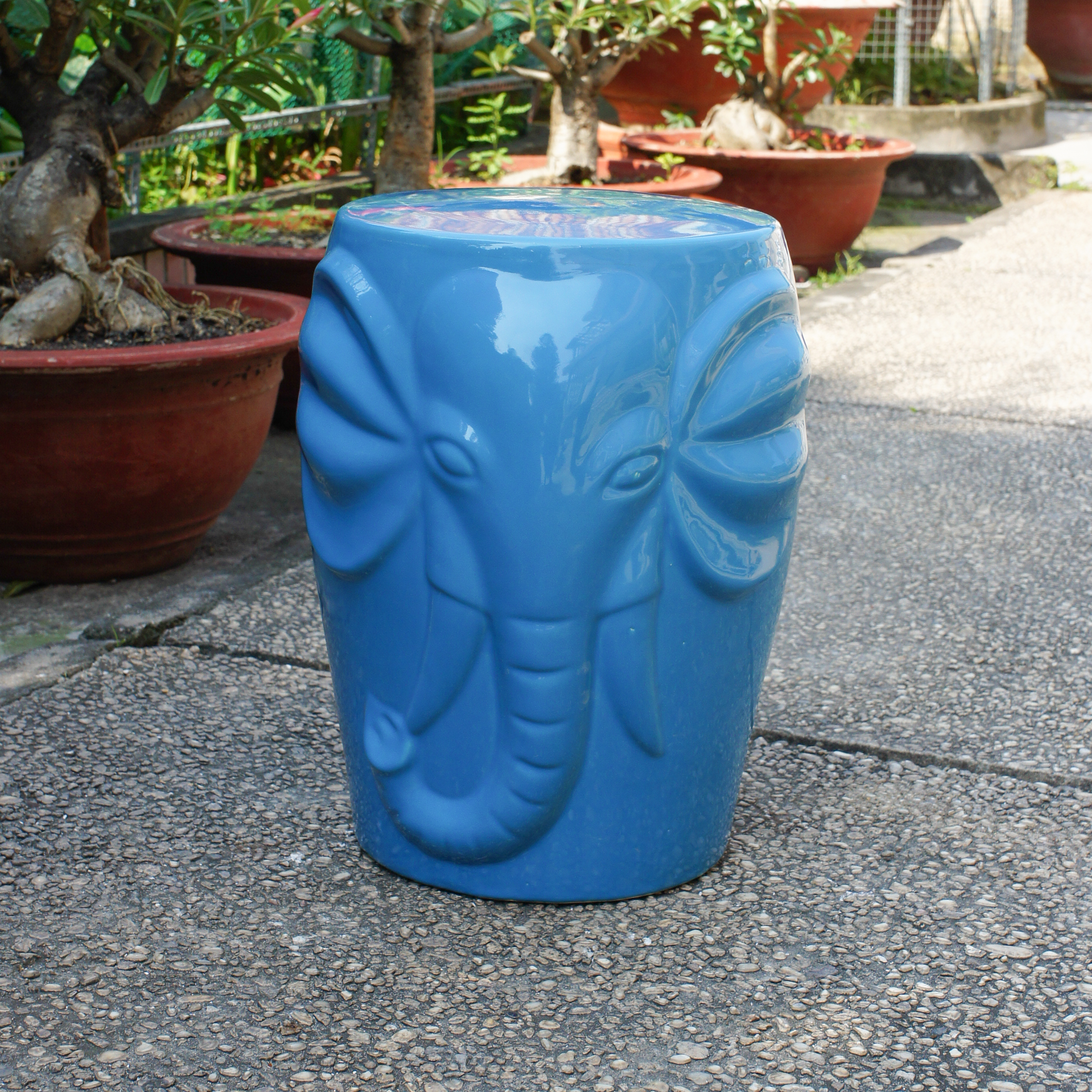 International Caravan Wild Elephant Drum Ceramic Garden Stool - image 1 of 2