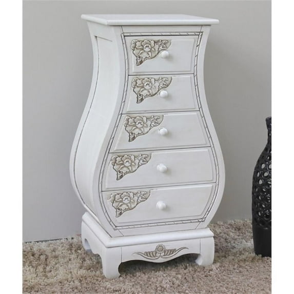 International Caravan Windsor 5 Drawer Bombe Chest in Antique White