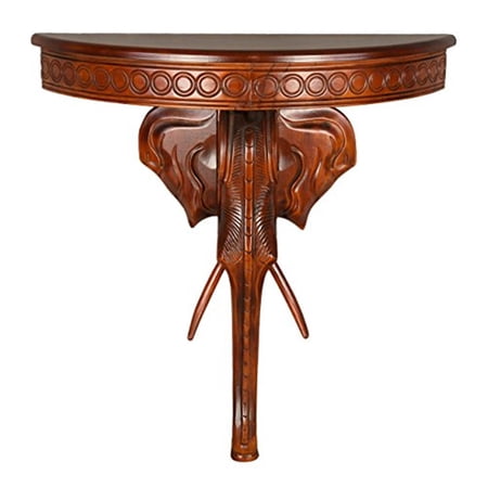International Caravan Windsor Carved Exotic Wall Table-Design / Pattern:Elephant,Finish:Walnut