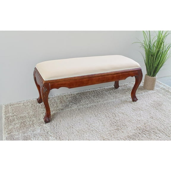 Windsor Carved Wood Bed Bench - Walnut