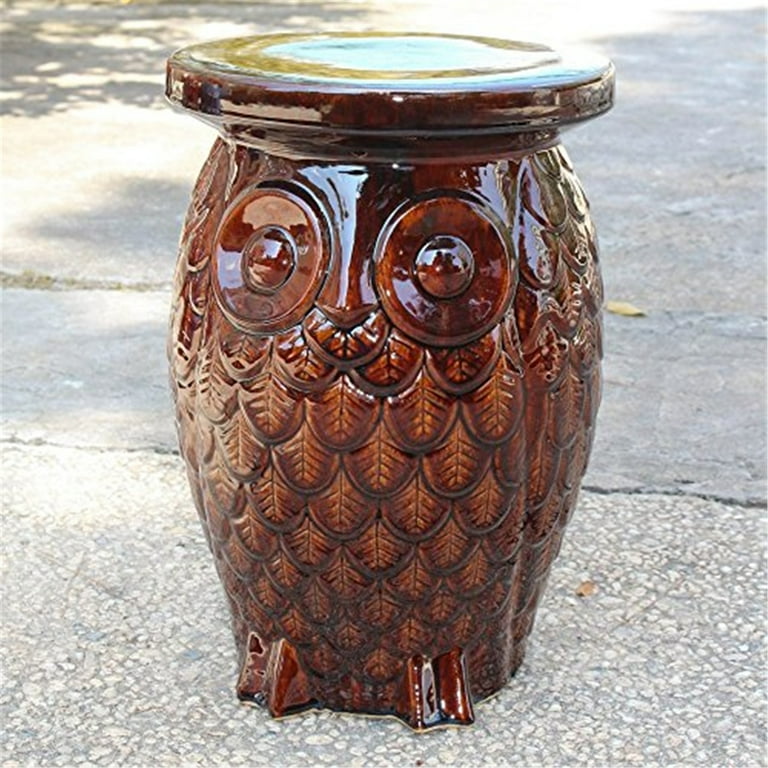 International Caravan Wise Old Owl Ceramic Garden Stool International Caravan Wise Old Owl Ceramic Garden Stool