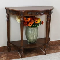 International Caravan Windsor Mozie Half Moon Console Table in Walnut