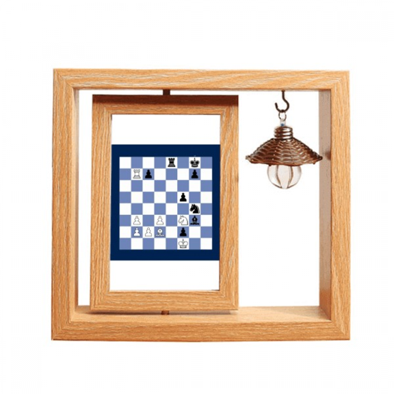 International Chess Composition Tactic Wooden Rotating Picture Photo Frame 4x6