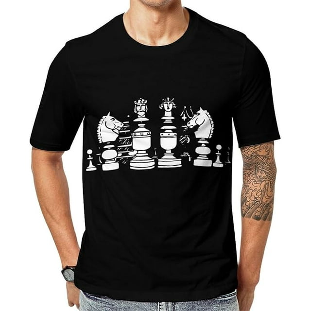 International Chess Men’s Short Sleeve Graphic T-Shirt Crewneck Print Casual Tee Tops