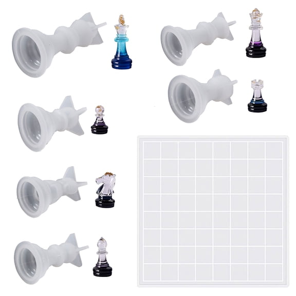 International Chess Piece Silicone Molds Epoxy Resin Casting Molds Jewelry Making Tools for Family Party Board Games